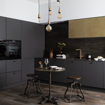 Luxe Industrial Dark Grey and Burnished Brass Kitchen