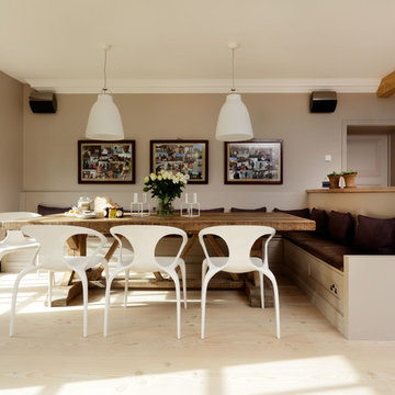 Luxury Scandinavian kitchen with large banquette