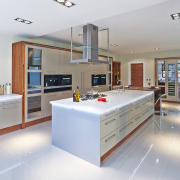 Luxury white kitchen with discrete LED lighting