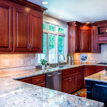 Lynch Residence, Custom Cherry  Kitchen and Wine cooler station.