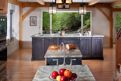 Example of a mountain style kitchen design in Boston