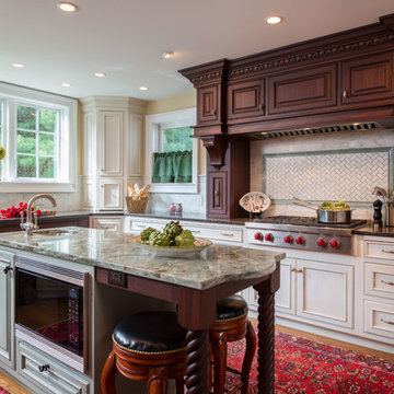 Mahogany and Maple Mix with dramatic style.  Delicious Kitchens & Interiors, LLC