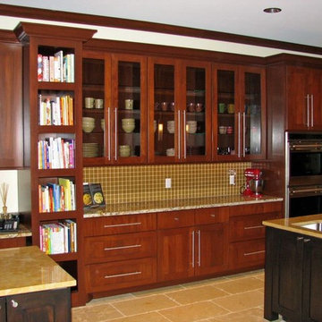 Mahogany kitchen with glass uppers