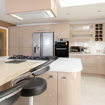 Make a spacious modern kitchen feel warm and inviting with pale coffee colours