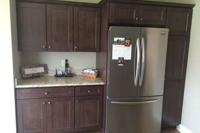 Maple buckboard cabinets with granite countertops