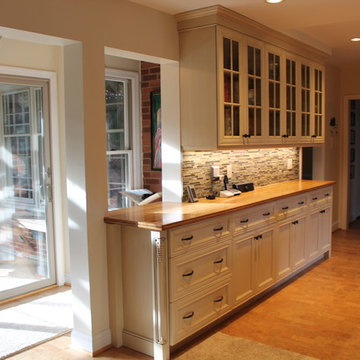 Maple cabinets, gtanite and bamboo tops