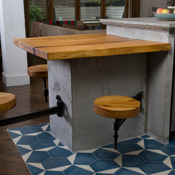 Maple Slab Peninsula Top and Stools
