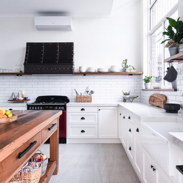 Industrial Kitchen with timber island