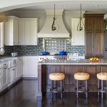 Mettawa Illinois French Country Kitchen with Art Tile Backsplash