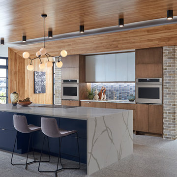 Mid-Century Kitchen with Originality Featuring TundraBrick