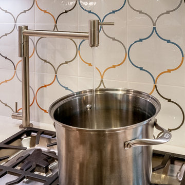 Mid-Century Modern Kitchen with Slab Maple and Barrel color