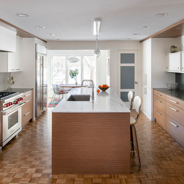 75 Mid-Century Modern Kitchen with Quartz Countertops Ideas You'll Love