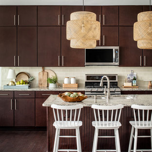 75 Beautiful Coastal Kitchen with Dark Wood Cabinets Pictures & Ideas