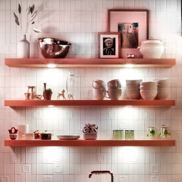 Mid Mod Kitchen Open Shelving