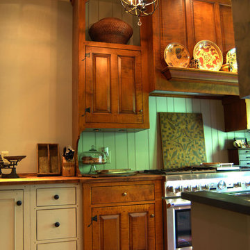 Mid Ohio Farm House - Collected Style Painted and Curly Maple Kitchen