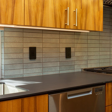 Midcentury Modern Kitchen with Custom Tile Backsplash