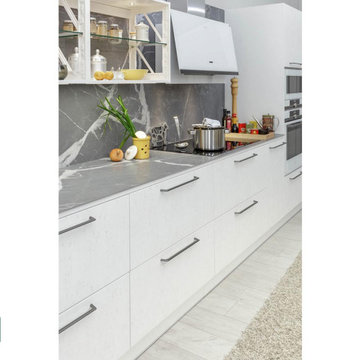 Miinus Eco-Friendly Kitchen Units with Built-In Electric Hob and Shelving.