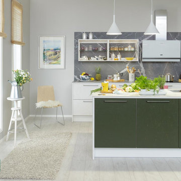 Miinus Green and White FosbART Eco-Friendly Kitchen.