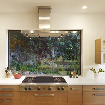 Mill Valley Contemporary KITCHEN WITH WINDOW AT RANGE