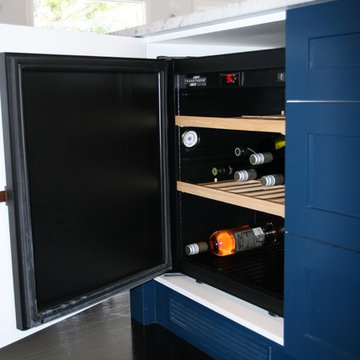 Kitchen island integrated wine fridge