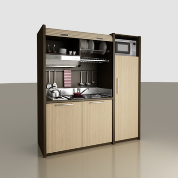 MiniKitchens K109 Kitchenette in Wenge with Light Oak