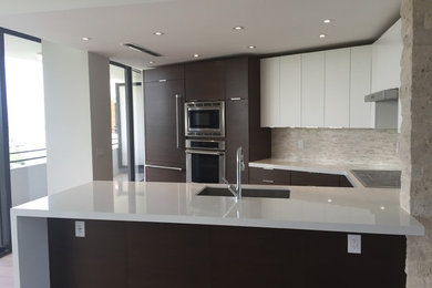 Example of a transitional kitchen design in Miami