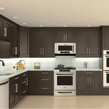 Model# 4D Chocolate Maple recessed Panel Kitchen Cabinets