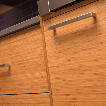 Modern Bamboo Kitchen Cabinets with Horizontal Wood Grain Pattern