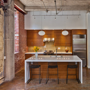Modern Bamboo Kitchen in Eclectic Oakland Loft (front view)