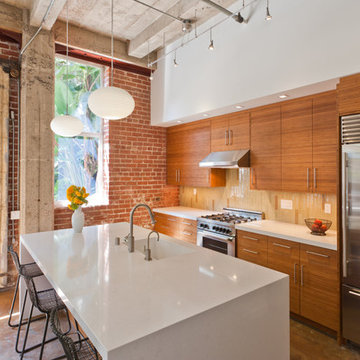 Modern Bamboo Kitchen in Eclectic Oakland Loft (perspective)