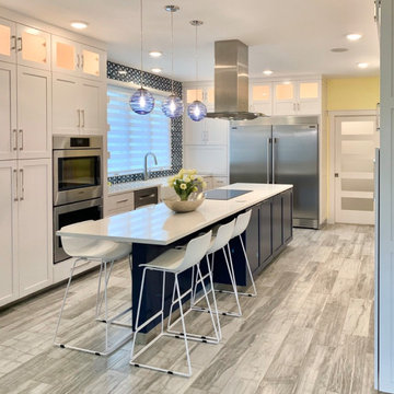 Modern Blue & White Kitchen and Laundry