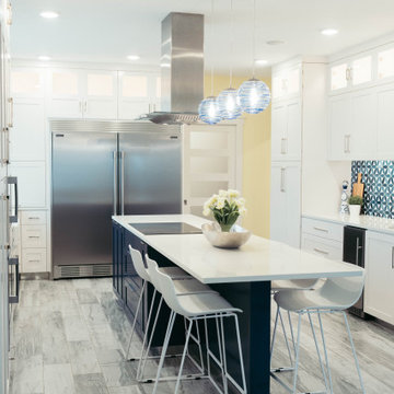 Modern Blue & White Kitchen and Laundry