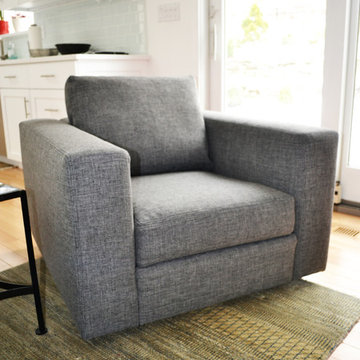 Modern Chairs get Reupholstered in Masculine Gray Tweed