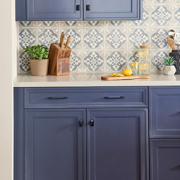 Modern/Contemporary Spanish Kitchen in Blue and Rustic Alder