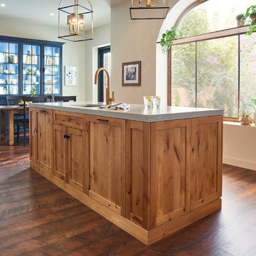 Modern/Contemporary Spanish Kitchen in Blue and Rustic Alder