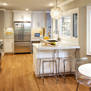 Modern Contemporary White & Carrara Marble Kitchen