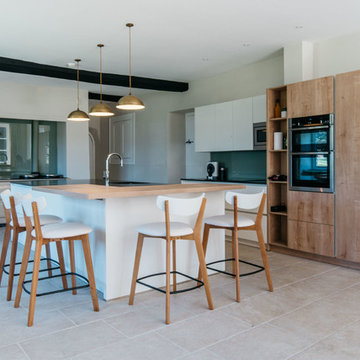 Modern country kitchen with island and breakfast bar