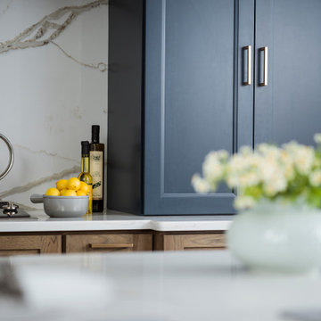 Modern Farmhouse Kitchen with a Touch of Hickory Wood & Navy Blue