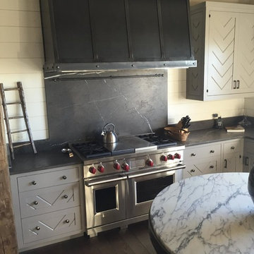 Modern Farmhouse Kitchen with Custom Counters and Backsplash