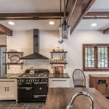 Modern Farmhouse Kitchen with Exposed Wood Beams