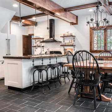 Modern Farmhouse Kitchen with Exposed Wood Beams