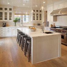 white cottage kitchen wood floors