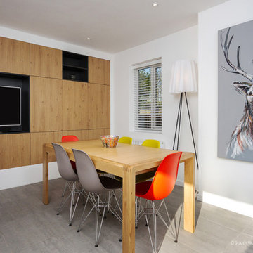 Minimalist Modern Wood and White Kitchen in Bridgend