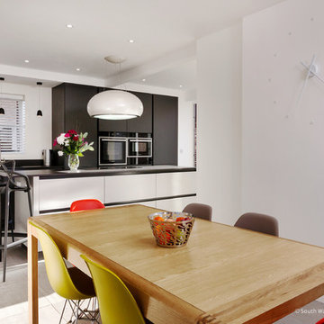 Minimalist Modern Black and White Kitchen in Bridgend