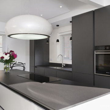 Minimalist Modern Black and White Kitchen in Bridgend
