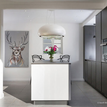 Minimalist Modern Black and White Kitchen in Bridgend