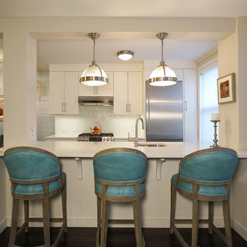 Modern Glam Kitchen / Custom Island with Faux Leather Barstool