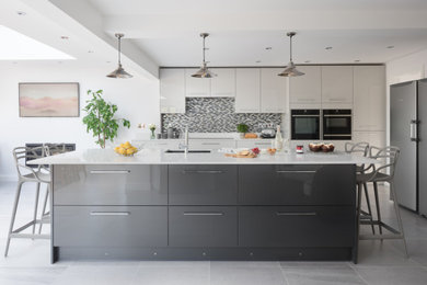 Modern Gloss Two Tone Grey Kitchen