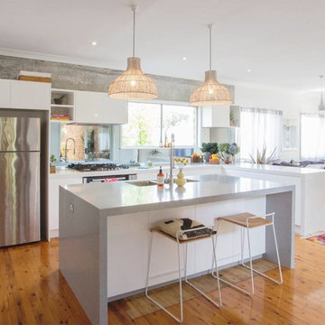 Modern grey and white kitchen