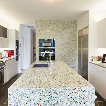 Modern Hillside Home Bistro Green Kitchen